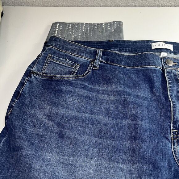 Lane Bryant Jeans Womens 26 Blue Mid Rise Boyfriend Embellished Denim NWT $90 - Picture 2 of 13